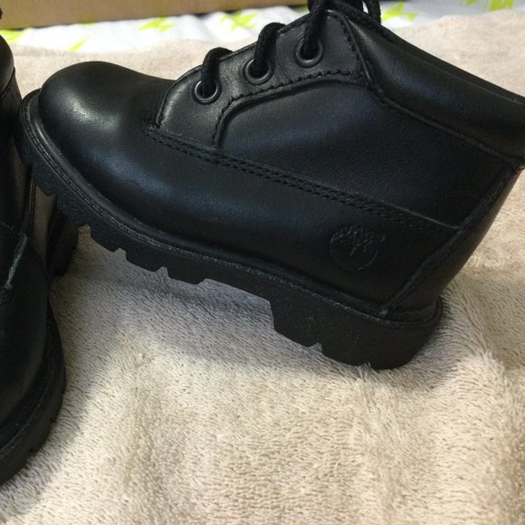 TIMBERLAND Boots Hiking Black Leather Boots Unisex Toddler Size 6 - Picture 1 of 8